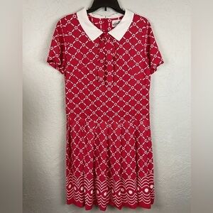 Vintage The Stroller Red White Patterned Short Sleeve Dress Retro Size 18